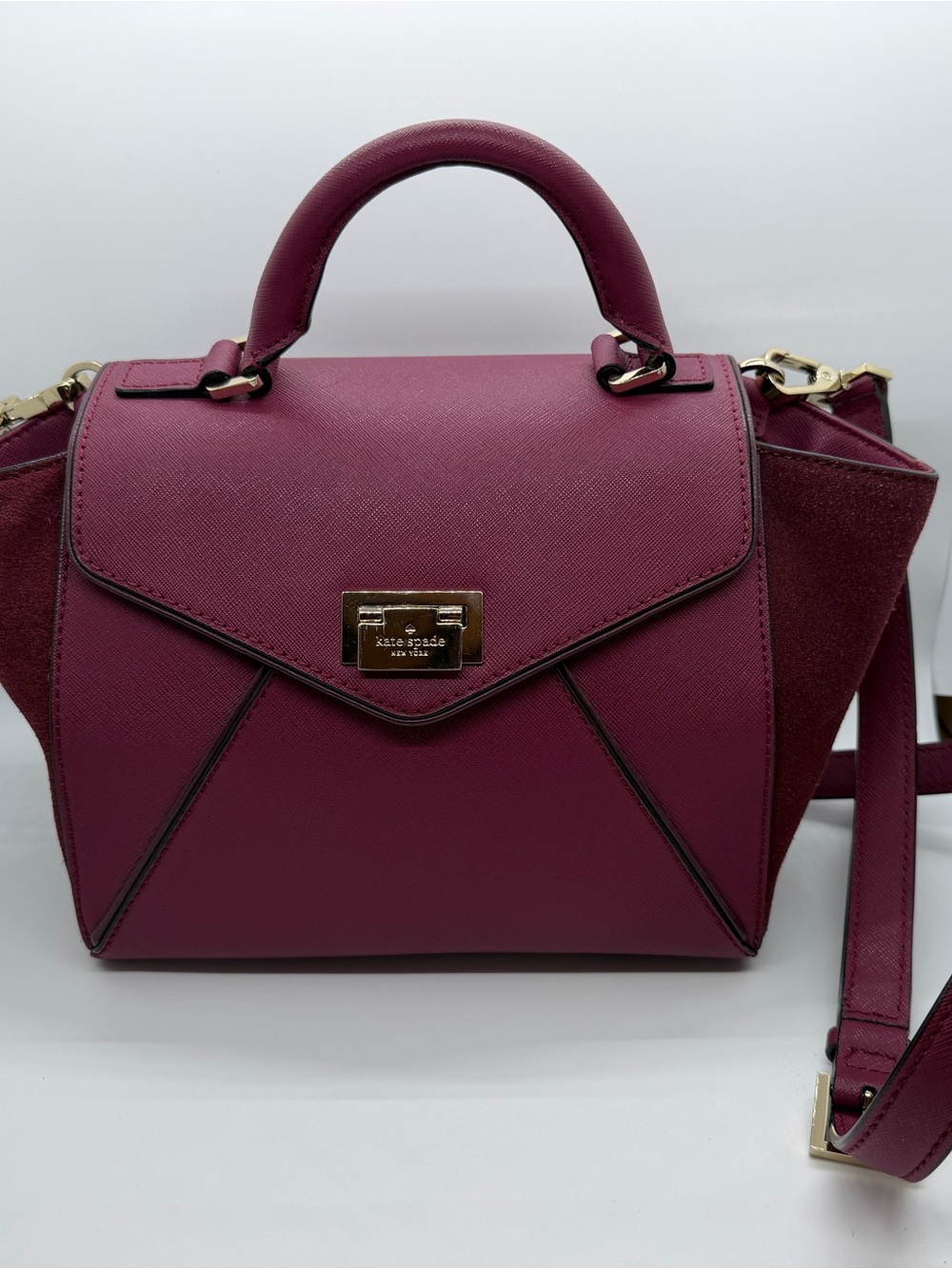 kate spade Wesley Place berry crossbody/satchel with gold hardware